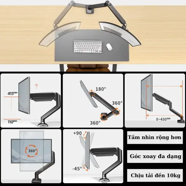 Giá đỡ, tay treo arm màn hình máy tính E-Dra EMA7305PD