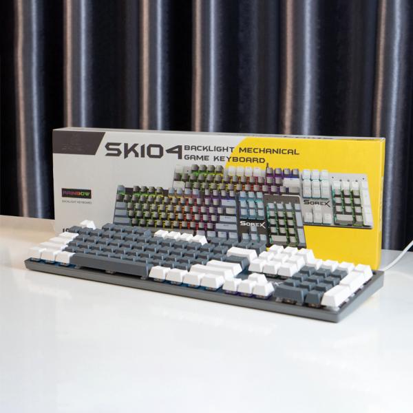 Bàn phím máy tính cơ gaming có dây Sorex SK104 White Gray