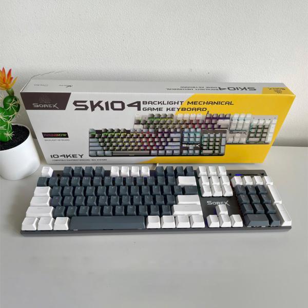 Bàn phím máy tính cơ gaming có dây Sorex SK104 White Gray