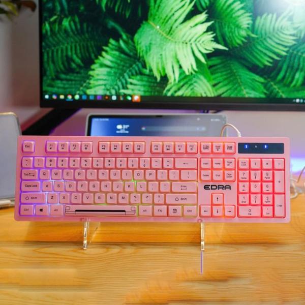 Bàn phím máy tính văn phòng giả cơ có dây E-Dra EK506 Pink
