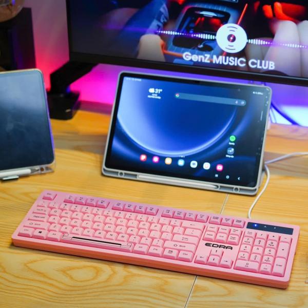 Bàn phím máy tính văn phòng giả cơ có dây E-Dra EK506 Pink