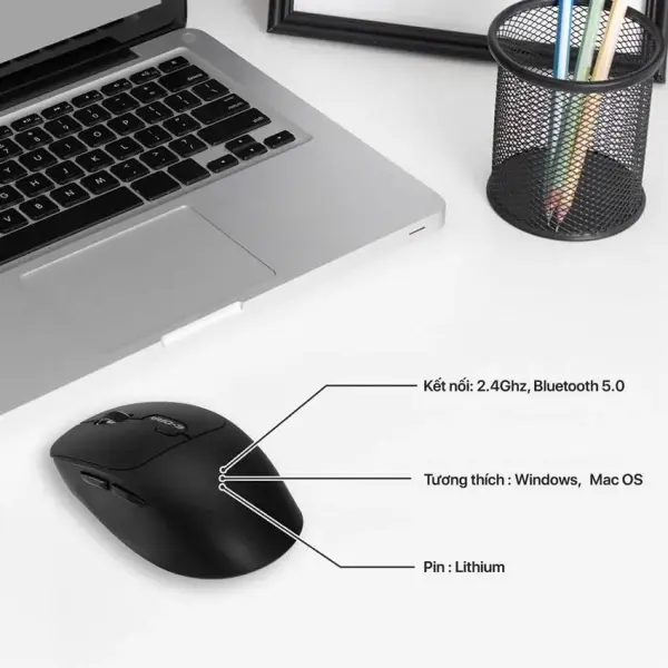 Chuột máy tính công thái học không dây E-Dra EM605W