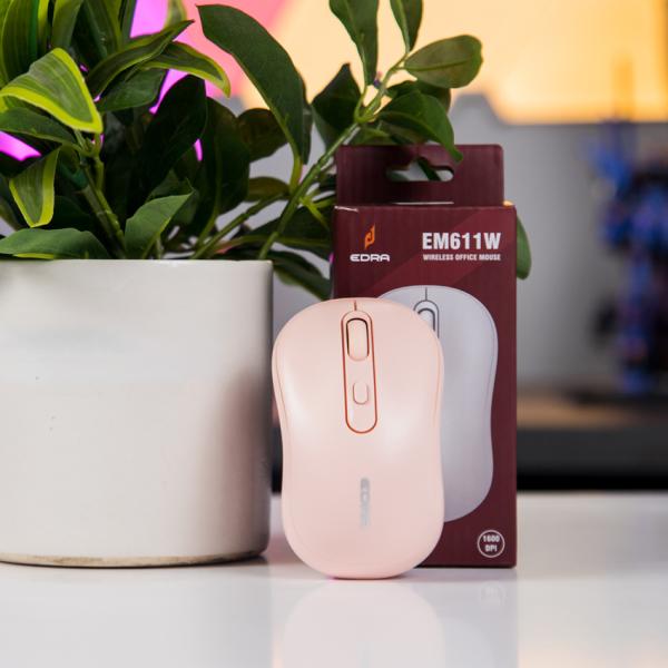 Chuột máy tính văn phòng không dây E-Dra EM611W Pink