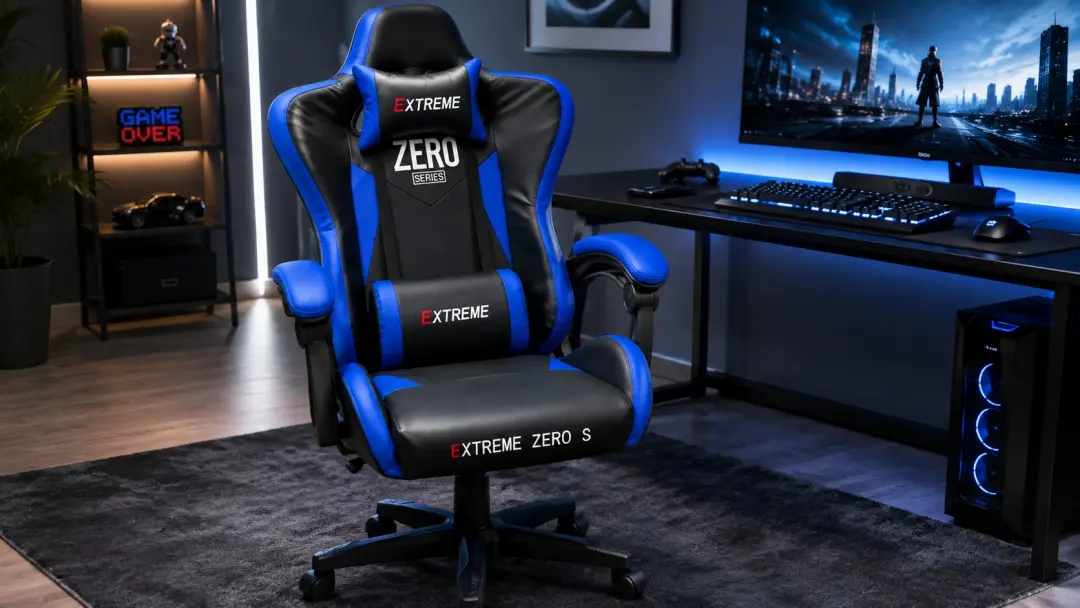 ghế gaming extreme zero s black blue toàn cảnh