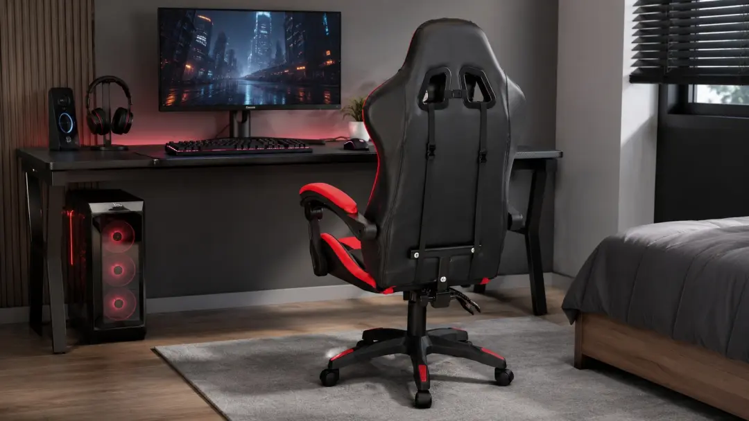 ghế gaming extreme zero s red black trong góc setup tại nhà
