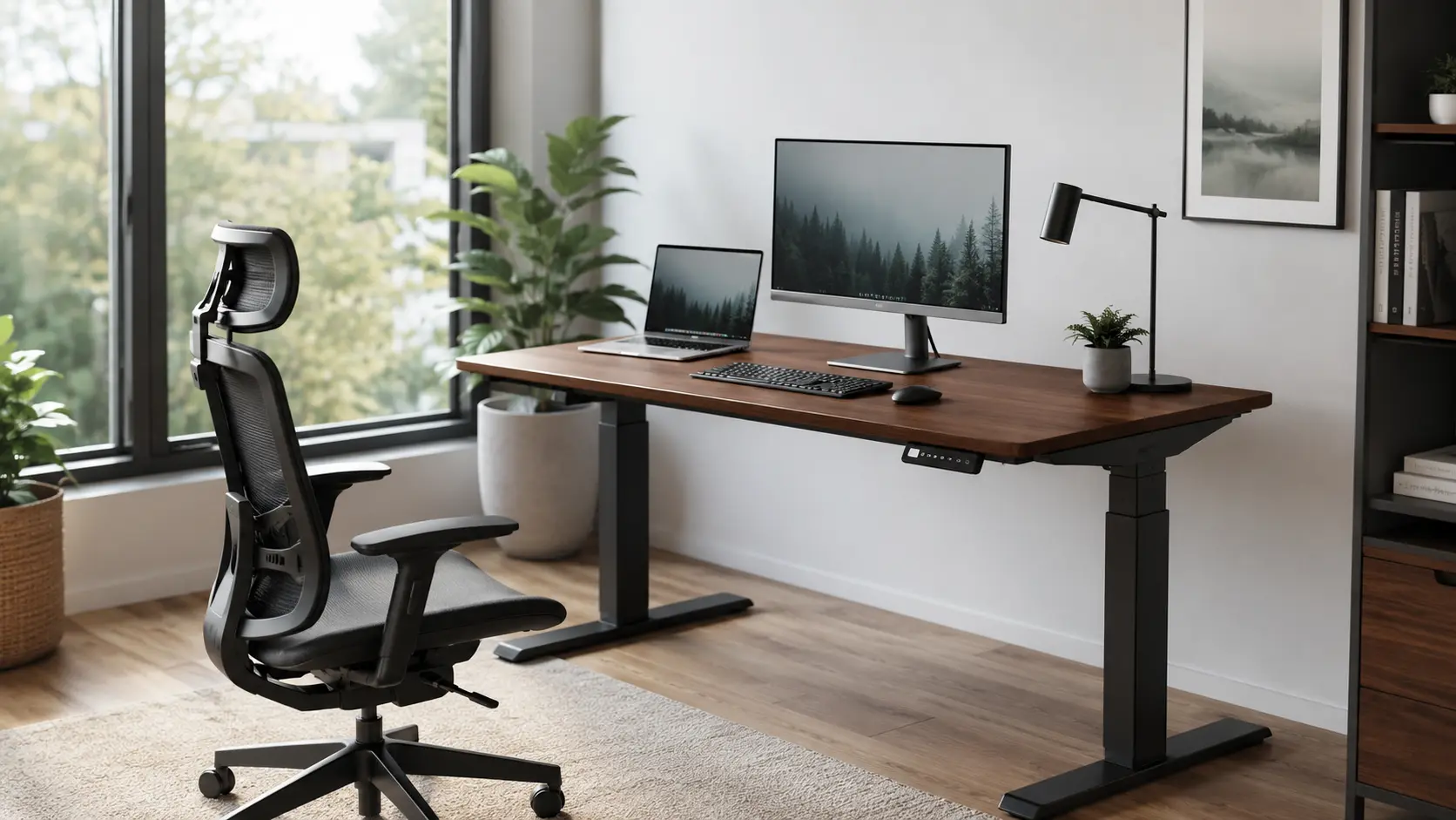 Cách setup góc làm việc công thái học tại nhà với bàn nâng hạ