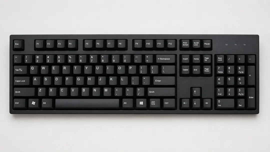Layout bàn phím fullsize 104 phím có đầy đủ numpad và phím chức năng