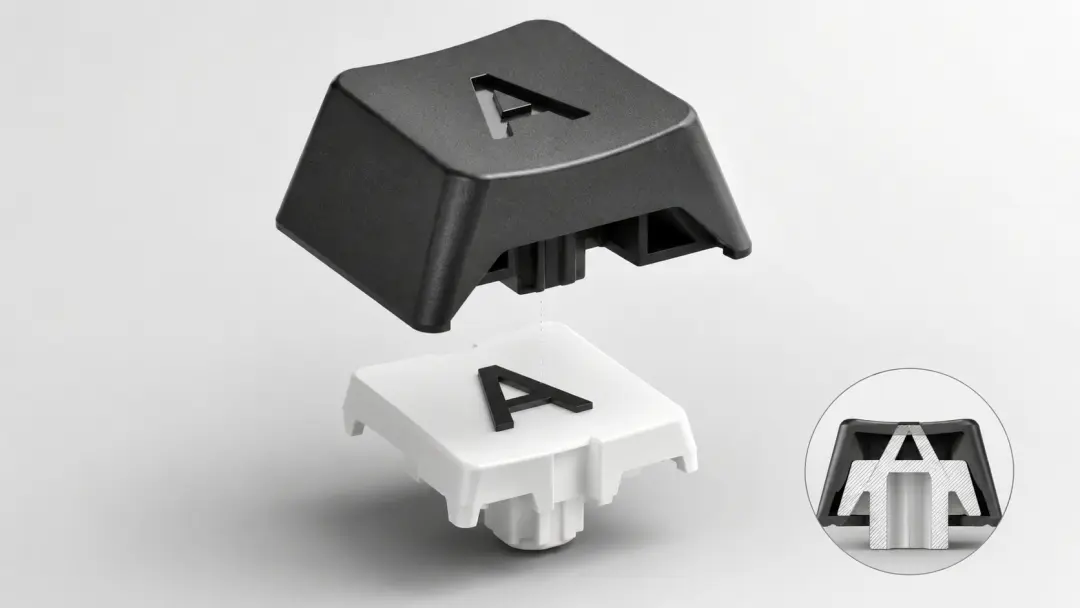 Cấu tạo keycap Double Shot hai lớp trên bàn phím cơ