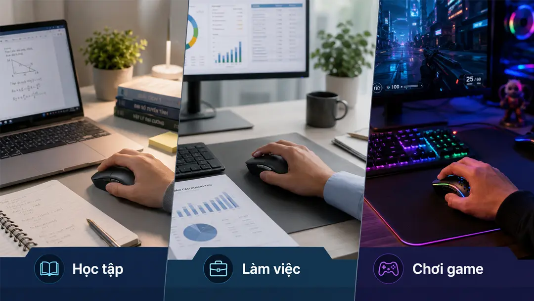 Chọn chuột gaming theo nhu cầu học tập làm việc chơi game