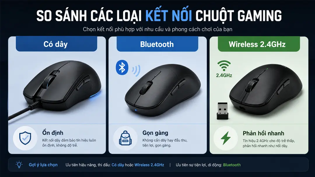Nên chọn chuột gaming có dây hay không dây