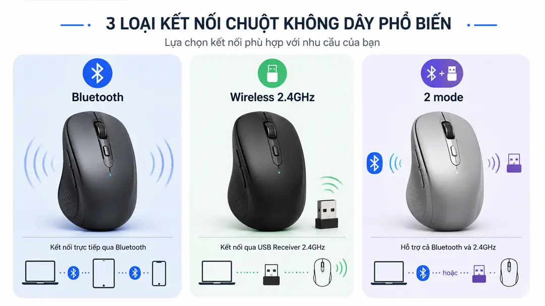 Các loại chuột không dây phổ biến hiện nay