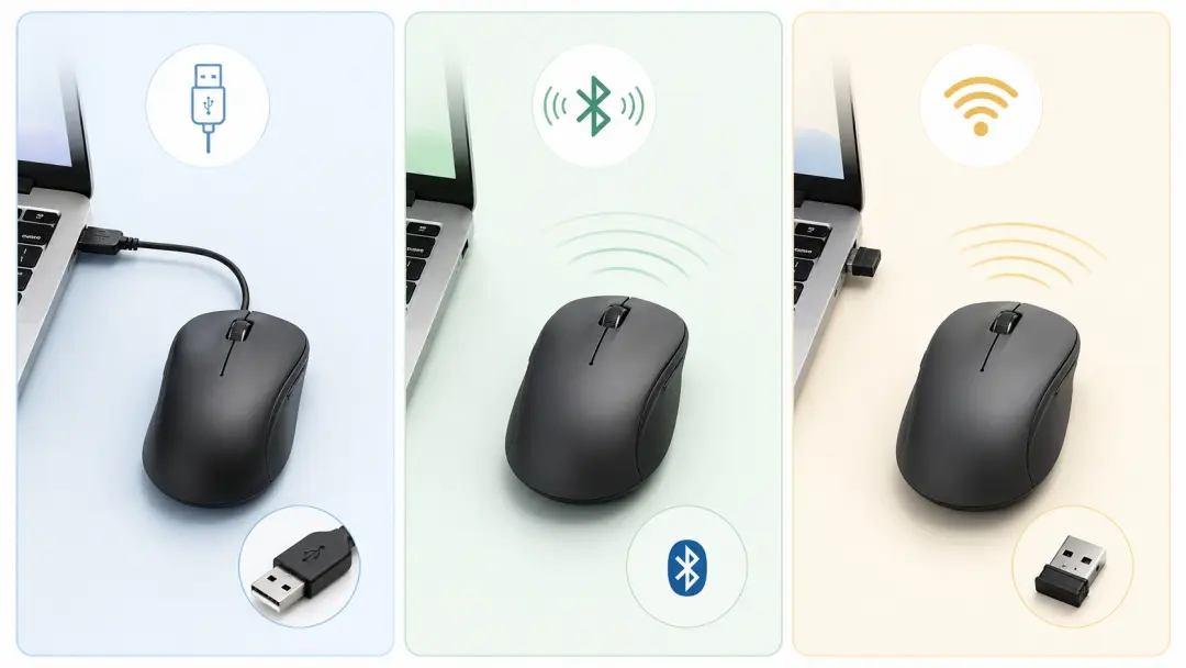 So sánh chuột USB Bluetooth và Wireless 2.4GHz cho học tập làm việc