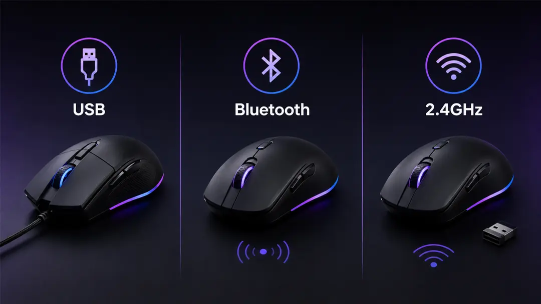 So sánh chuột gaming có dây Bluetooth và Wireless 2.4GHz