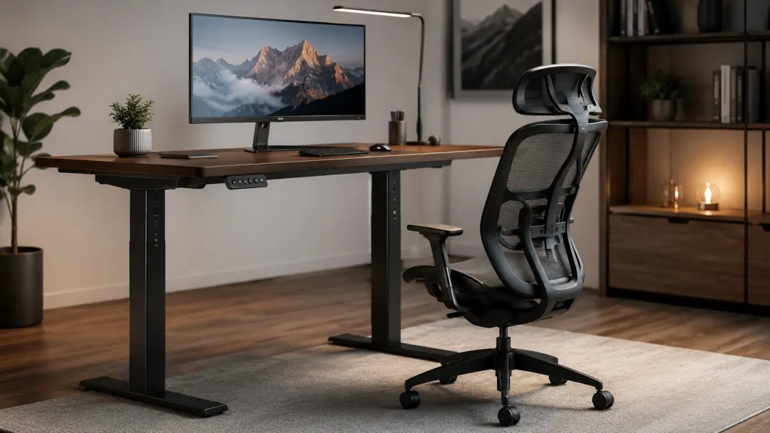 Bàn nâng hạ và ghế công thái học cho setup tại nhà