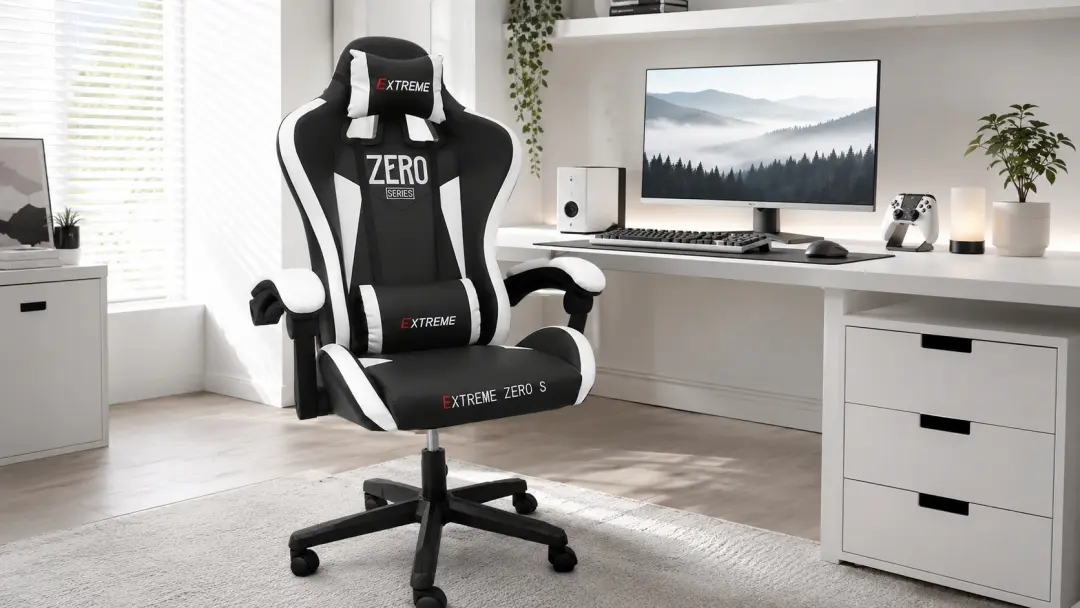 Ghế gaming Extreme Zero S White Black cho clean setup