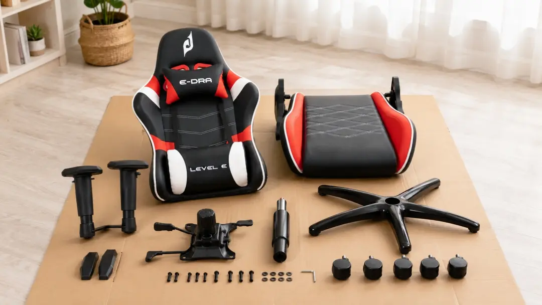 Kiểm tra và phân loại linh kiện ghế gaming trước khi lắp