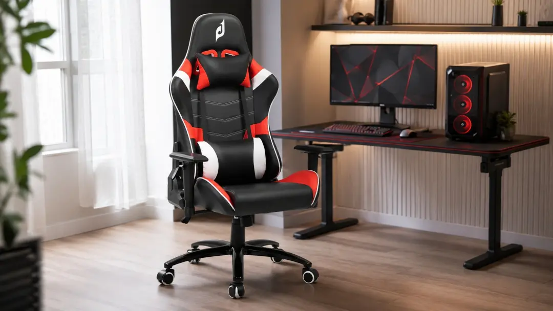 Ghế gaming da PU sạch đẹp trong góc setup tại nhà