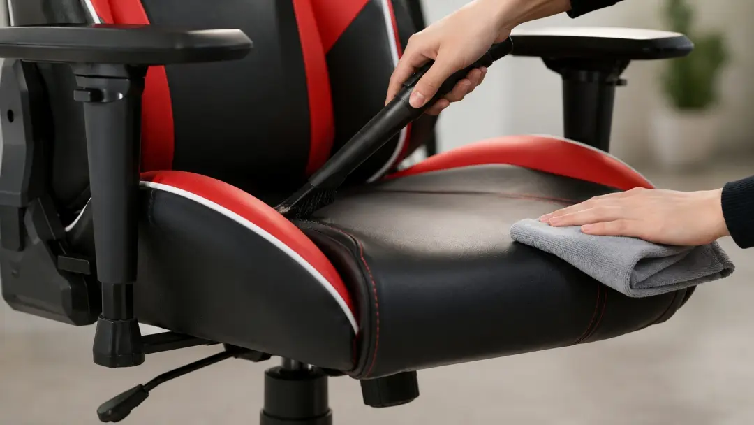 Vệ sinh đệm ngồi và khe ghế gaming da PU