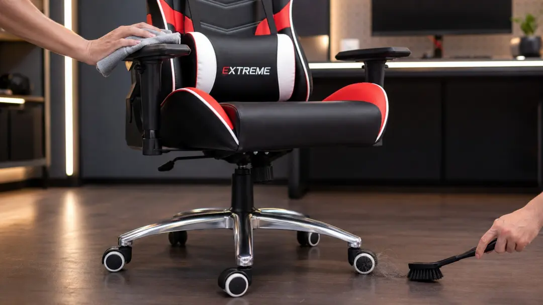 Vệ sinh kê tay chân ghế và bánh xe gaming