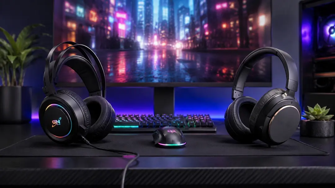 Tai nghe gaming có dây và không dây trên setup PC